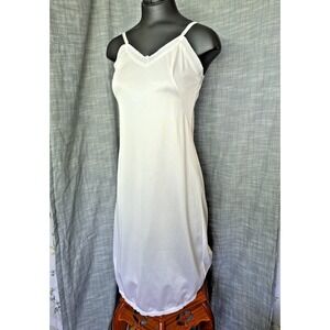 Vtg Prairie White Lace Full Slip Lingerie Montgomery Ward Size 12 Nylon Satin‎